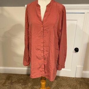 Burnt Orange button down Eileen Fisher top